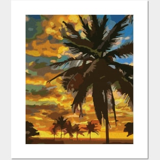 Sunset Palms Posters and Art